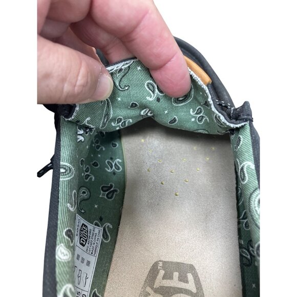 Hey Dude Wally Mens Charcoal Gray Black Washed Canvas Loafers shoes Sz 12 SKU 95 - Picture 7 of 14